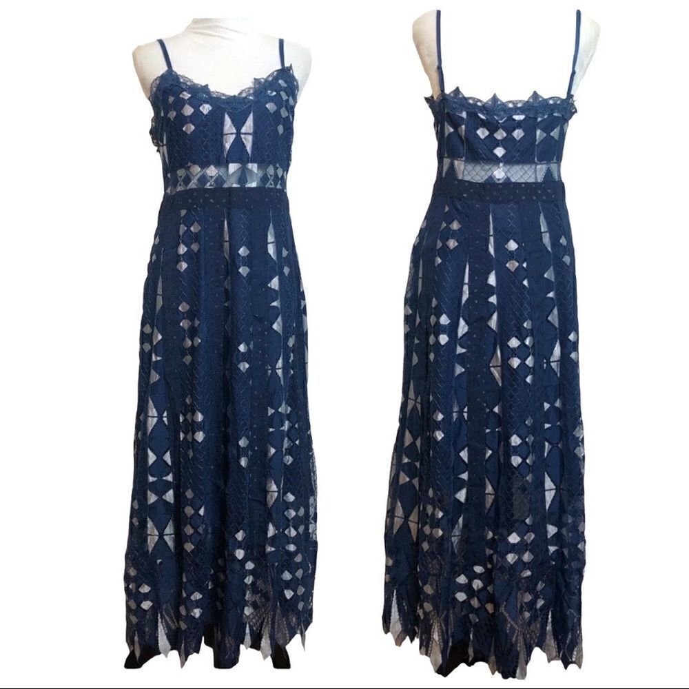 FOXIEDOX Bravo Zulu Metallic Lace Midi A-line Dress BNWT - Picture 4 of 6